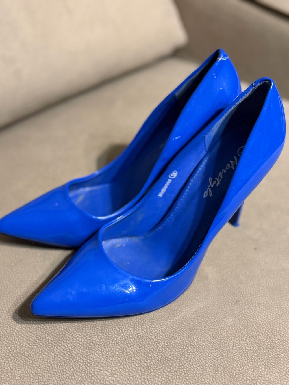 Herstyle Patent Pointed-Toe Pumps in Vivid Blue